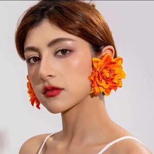 Orange Floral Earrings